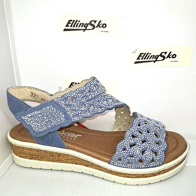 RIEKER V4150 Glimmer Damesandal med velcro