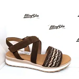 GABOR 82.848 Damesandal i mørkebrunt nubuck